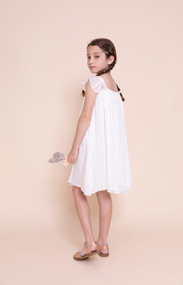 שמלה לילדה סיגלית לבנה