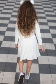 שמלה לילדה ולרי לבן שרוול ארוך