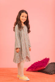 שמלת טורקיז לילדה דגם גאיה פרחים