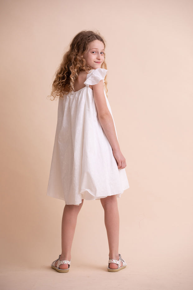 שמלה לילדה סיגלית לבנה
